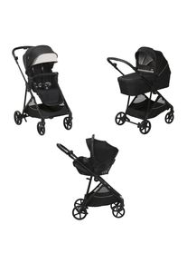 Chicco Kinderwagenset , Schwarz , Textil , 55x99x110 cm , kugelgelagerte Räder,Sitz umsetzbar , Baby on Tour, Kinderwagen, Kombikinderwagen