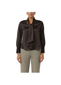 s.Oliver BLACK LABEL, Unisex, s.Oliver BLACK LABEL Satinbluse mit eleganter Kragen-Schluppe, chocolate, 40, Langarmbluse von s.Oliver BLACK LABEL