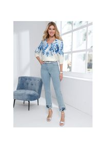 Classic Basics, Unisex, Satinbluse, eisblau, champagner, bedruckt, 42, aus edlem, matt gl&auml;nzendem Satin