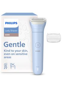 Philips, Elektrorasierer »Lady Shaver Series 6000« 1 Stk. Aufsätze kabelloser Rasierer, nass und trocken, inkl. Trimmeraufsatz, blau, Einmal kaufen, 