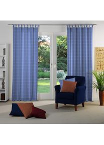 WIRTH, Vorhang &raquo;Toco-Karo&laquo; Schlaufen 1 Stk. tlg., blau, Chenille, Polyacryl