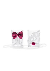 partydeco 2 Wodka Gl&auml;ser Braut & Br&auml;utigam Pink 30ml