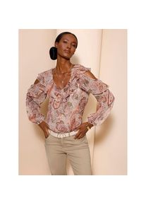 CR&Eacute;ATION L Creation L, Unisex, creation L Chiffonbluse, ecru, papaya, bedruckt, 40, Viskose-Qualit&auml;t