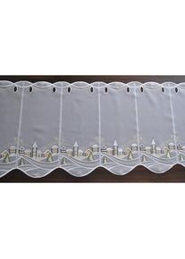 Stickereien Plauen, Panneaux &raquo;Weihnachtsdorf&laquo; Stangendurchzug 1 Stk. tlg. Kurzgardine "Weihnachtsdorf", wei&szlig;, schwarz, beige, Polyester