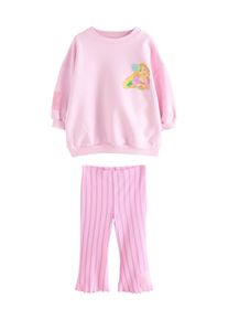 next Set: Sweatshirt und Leggings Mädchen, gelb / grün / hellpink, Größe 68