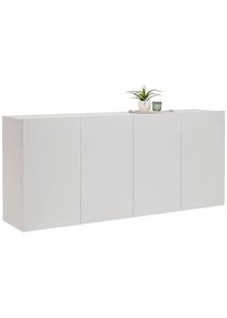 Hom&acute;in Hom`in Sideboard , Weiss , Holzwerkstoff , 6 F&auml;cher , 180x80x42 cm , h&auml;ngend , Kleinm&ouml;bel, Kommoden, Sideboards