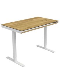 Xora Schreibtisch , Weiss, Eiche Artisan , Metall, Kunststoff, Holzwerkstoff , 1 Schubladen , rechteckig , eckig , 70x73-118x120 cm , höhenverstellbar , Büromöbel, Büromöbelsets, Büromöbelserien