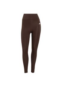 adidas Performance, Femmes Pantalon de sport 'Optime Power Essentials', brun fonc&eacute; / blanc