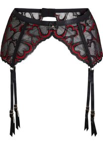Ceinture porte-jarretelles &agrave; dentelle en noir, Taille 52/54 (XXL), Couleur/Motif: noir/rouge salsa, bonprix