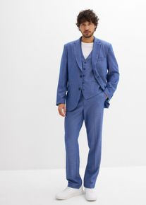 Costume 3 pièces avec gilet croisé Regular en bleu pour homme, Taille 58, Couleur/Motif: bleu chiné, bonprix