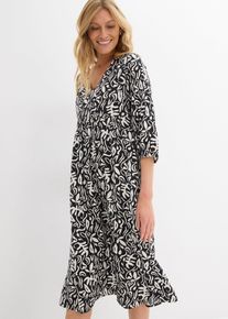 Kleid in Midil&auml;nge aus flie&szlig;ender Viskose in schwarz, Gr&ouml;sse 50, bonprix