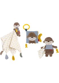 babyFEHN Fehn , Schmusetuch »Otter Theo, Geburts-Set mittel« 3 Stk. tlg. mit Musselin-Schmusetuch Otter, Stoffbuch Otter und Knister-Otter , bunt