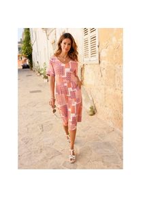 Inspirationen, Unisex, Jerseykleid &raquo;Jersey-Kleid&laquo; Eingrifftaschen, champagner, papaya, bedruckt, 46, Normalgr&ouml;ssen, figurschmeichelnder Schnitt