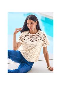 Heine, Unisex, Heine Spitzenbluse, champagner, 42, florale, leicht transparente Spitze