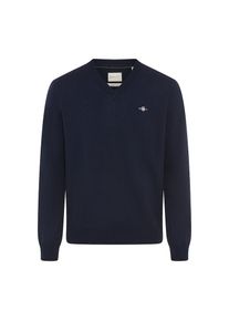Gant, Herren, V-Ausschnitt-Pullover &raquo;COTTON/WOOL&laquo; normale Passform, Strickpullover, evening blau, XL, Feinstrickpullover von Gant