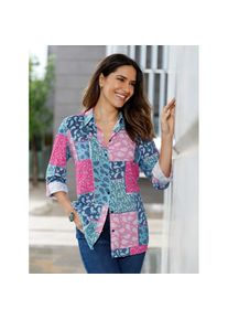 Classic Basics, Unisex, Longbluse, fuchsia, jeansblau, bedruckt, 40, reine Viskose