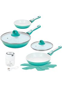 Genius Pfannen-Set »Cerafit Revolution Pfannen 7tlg. inkl. Choptastic Pro 2« Set, Choptastic Pro 2, weiss, Pfannen, Set 7-tlg., aquagrün, 9 Stk. tlg....