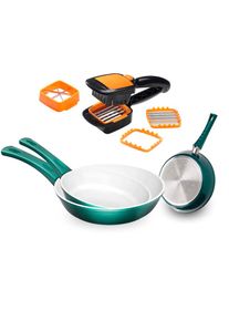 Genius Pfannen-Set »Cerafit Fusion Pfannen inkl. Nicer Dicer Quick, Set 8-tlg« Set, Pfannen, Set 3-tlg., feste Griffe, ND Quick, Set 5-tlg., orange, 8...
