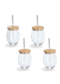 Gläser-Set 4-teilig, inkl. Trinkhalm, 500 ml , farblos , zeller Present