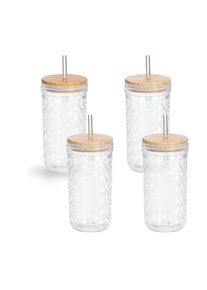 Gläser-Set inkl. Trinkhalm, 580 ml, 4-teilig , farblos , zeller Present