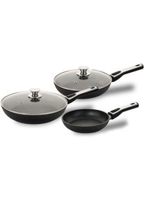 Genius Pfannen-Set »Cerafit Plasma« Set, Pfanne Ø 20 cm/24/28 cm mit abnehmbaren Griff, Glasdeckel, 5 Stk. tlg. mit neuestem, einzigartigem...