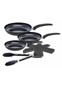 Pfannen-Set »Prima Cucina 6 teilig« Aluminium Set, 1x Bratpfanne Ø 20/24/28 cm, 1x Grillzange, 2x Stapelschutz, 6 Stk. tlg. Induktion , schwarz ,...