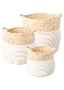 Aufbewahrungskorb 3 Grössen ineinander stapelbar: 20x20 cm, 25x25 cm, 30x30 cm , weiss , Creativ deco