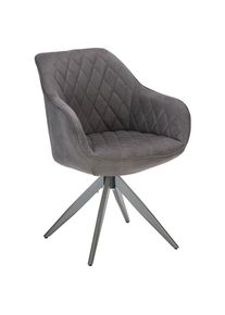 Livetastic Armlehnstuhl , Dunkelgrau , Metall, Textil , Drehkreuz , 59x84x59 cm , Sitzfl&auml;che 360&deg; drehbar , Esszimmer, St&uuml;hle, Polsterst&uuml;hle
