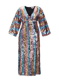 Dorothy Perkins Petite Kleid Damen Gr&ouml;&szlig;e 36 t&uuml;rkis / gold / orchidee / schwarz Winterkleid