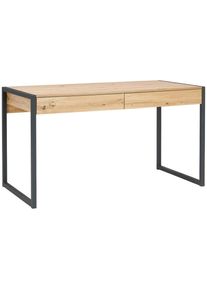 Mid.you Schreibtisch , Schwarz, Eiche Artisan , Metall, Holzwerkstoff , 2 Schublade(n) Schubladen , rechteckig , Flachrohr , 70x75x140 cm , Bsci , Stauraum , B&uuml;rom&ouml;bel, Schreibtische, B&uuml;rotische