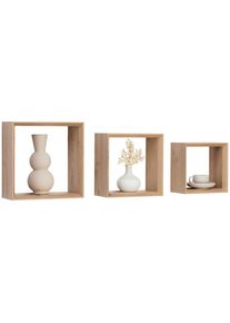 CARRYHOME Wandregalset , Eiche Artisan , Holzwerkstoff , 3-teilig , 20-28x20-28x11.8 cm , Bsci , Wohnzimmer, Regale, Wandregale