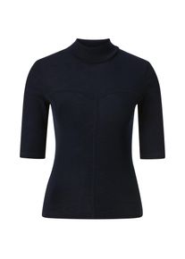 LANIUS Damen-Halbarmshirt Schurwolle Dunkelblau 40