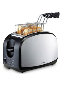 Trisa Electronics Toaster , Schwarz , Kunststoff , 17x19.4x28.5 cm , RoHS, Fsc, Reach , Krümelschublade, Auftaufunktion, Aufwärmfunktion , Küchengeräte, Toaster