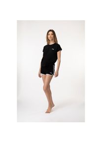 Fila , Damen , Shorty »WOMAN JERSEY TOP + TERRY SPONGE SHORTS PYJAMAS« 2 tlg. mit kontrastreichen Paspeldetails , schwarz , Damen Pyjama von Fila