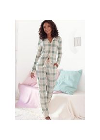 Vivance Dreams , Damen , Pyjama 2 tlg. im klassischen Schnitt , grün , Klassischer Pyjama mit schönem Alloverdruck