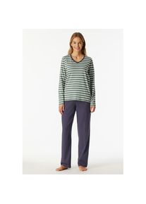Schiesser, Unisex, Schlafanzug &raquo;Casual Essentials&laquo; 2 tlg. Baumwolle, V-Ausschnitt, lang&auml;rmelig, 709, mineral, 50, Unisex-Schlafanzug von Schiesser