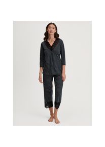 Calida , Damen , Capri-Pyjama »Deep Dreams« 2 tlg. 7/8-Länge, gepunktet, Spitze, atmungsaktiv, weich , schwarz , Damen-Schlafanzug von Calida