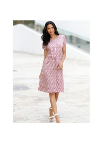 Classic Basics, Unisex, Shirtkleid &raquo;Jersey-Kleid&laquo;, mauve, ecru, bedruckt, 38, Normalgr&ouml;ssen, Tunnelzug und Bindeband auf Taillenh&ouml;he