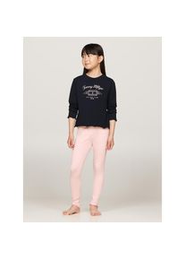 Tommy Hilfiger Underwear, Unisex, Pyjama &raquo;LS PJ LEGGING SET&laquo; Set, 2 tlg. mit Babylock-Saum, soft rose, desert sky, 164/170, Pyjama von TOMMY HILFIGER