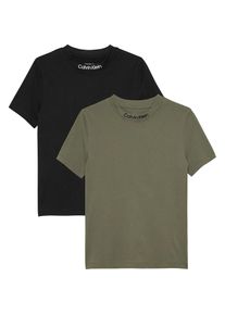 Calvin Klein Jeans, Herren, T-Shirt &raquo;2 PACK EMBRO LOGO SS TEE&laquo; Packung, 2, f&uuml;r Kinder bis 16 Jahre, mit Stickerei, dusty olive, ck schwarz, 10 (140), 