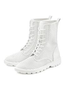 Lascana, Unisex, Lascana Stiefelette zum Schn&uuml;ren mit modischen Cut-Outs, Stiefel, Boots, High-Sneaker, wei&szlig;, 41, Sommerstiefelette mit kleinen Cut-