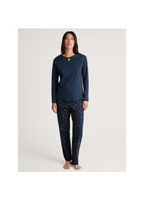Calida , Damen , Schlafanzug »Sweet Dreams« 2 tlg. lockere Passform, Rundhals, Interlock-Qualität, Langarm, weich , blau , Langarm-Pyjama von Calida