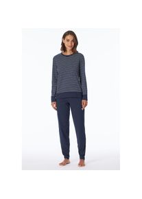 uncover by Schiesser , Damen , Schlafanzug &raquo;Uncover Nightwear&laquo; 2 Rundhalsausschnitt, Pure Cotton, Streifen, Single Jersey, Langarm , blau , Pyjama...