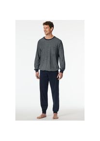 Schiesser , Damen , Schlafanzug »Comfort Essentials« 2 tlg. mit gestreiftem Oberteil , blau , Herren-Schlafanzug von Schiesser