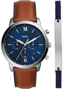 Fossil Uhr mit Armband Herren, marine / braun / silber, Größe One Size