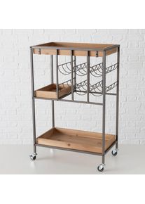 Ambia Home Servierwagen , Naturfarben, Schwarz , Metall, Holzwerkstoff , rechteckig , Rollen , 30x78x500 cm , Esszimmer, Barmöbel, Barwagen