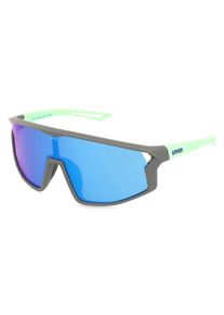 Uvex Sports S533076 skyryse jr. | Lunettes de soleil unisexe | Lentille monofocale | Monture: Polycarbonate Gris Vert | Couleur du verre: Bleu Miroir 