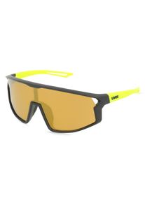 Uvex Sports S533076 skyryse jr. | Kinder-Sonnenbrille | Monoscheibe | Fassung: Kunststoff Schwarz Gelb | Glasfarbe: Gelb Spiegel Orange
