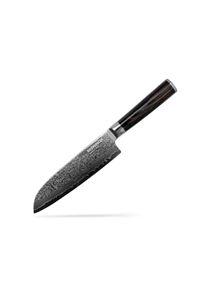 Damast Santoku Messer | Profi Santoku Messer aus hochwertigem Damaststahl | Perfekt zum Schneide, Tranchieren & Hacken | Griff aus Pakkawood