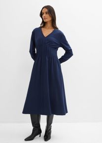 Bequemes Kleid mit Zierfalten aus Viskose-Mix in blau, Grösse 40/42 (M), bonprix